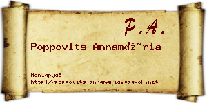 Poppovits Annamária névjegykártya